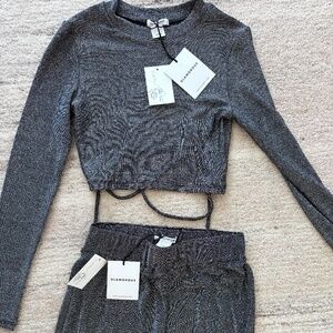 Glamorous Brand Two Piece Silver Glitter Set